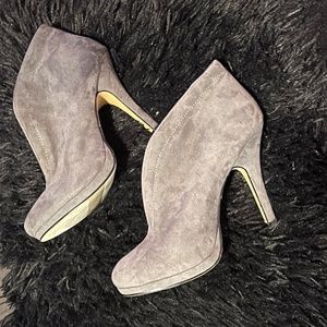 Grey Suede Stiletto Ankle Boots